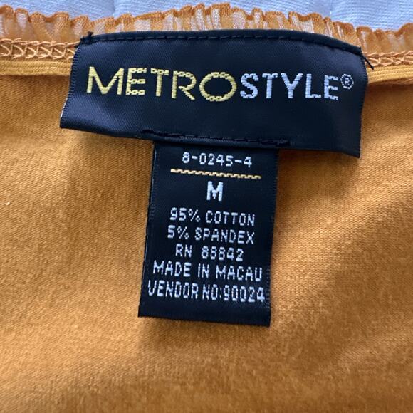 Vintage METROSTYLE Top Womens Medium Mustard Yellow Scoop Neck Retro Y2K Grunge - Picture 6 of 8